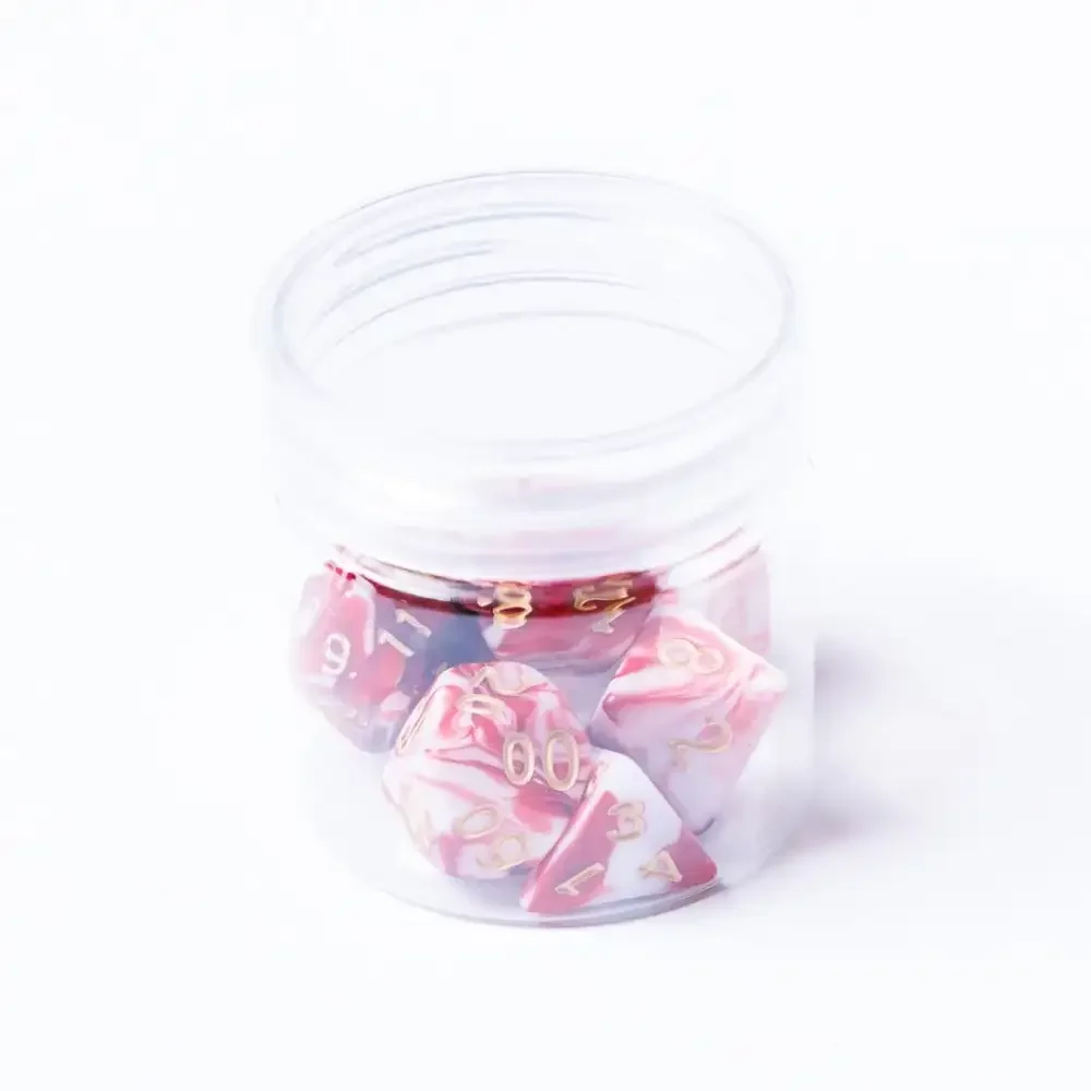 7-Dice Set – Marble (Red/White)